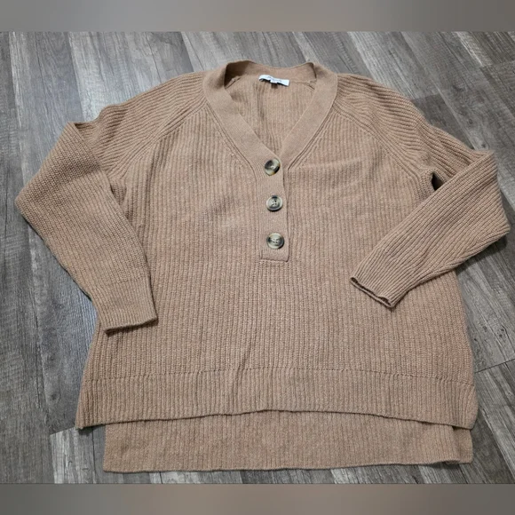 MADEWELL Granola Women's Merino Wool Knit Tan Sweater Boho Classy - Picture 3 of 12